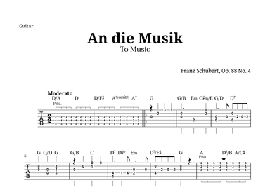 An die Musik (To Music) by for Guitar (arr. Langanho)