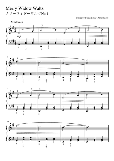 "Merry Widow Waltz No.1" (Gdur) (arr. pfkaori)