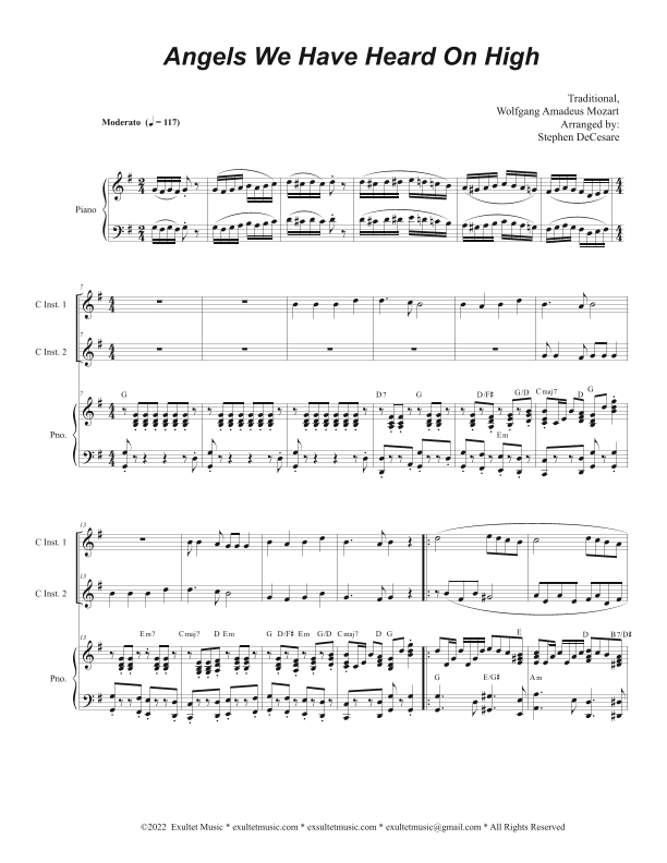 Angels We Have Heard On High (Duet for C-Instruments) (arr. Stephen DeCesare)