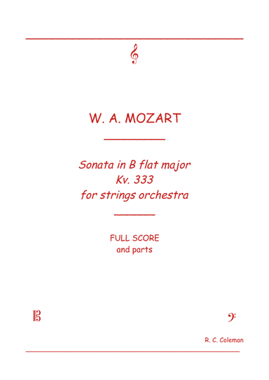 Mozart Sonata kv. 333 for String orchestra (arr. R.C. Coleman)
