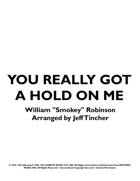 You've Really Got A Hold On Me (arr. Jeff Tincher)