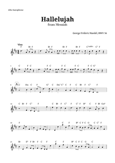 Hallelujah by Handel for Alto Sax with Chords (arr. Langanho)