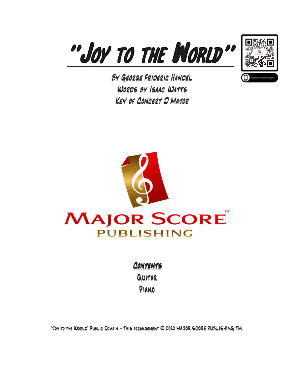 Joy to the World - Electric Guitar & Piano (D Major) (arr. MAJOR SCORE PUBLISHING TM.)