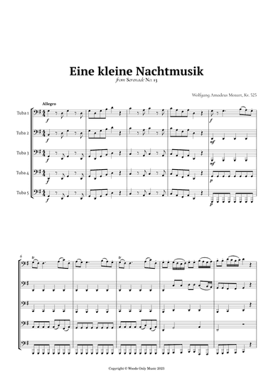Eine kleine Nachtmusik by Mozart for Tuba Quintet (arr. Ander)