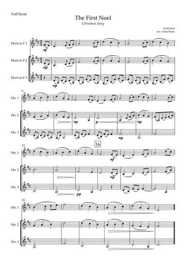 The First Noel (Christmas Song) for Horn in F Trio (arr. Fabio Britto)