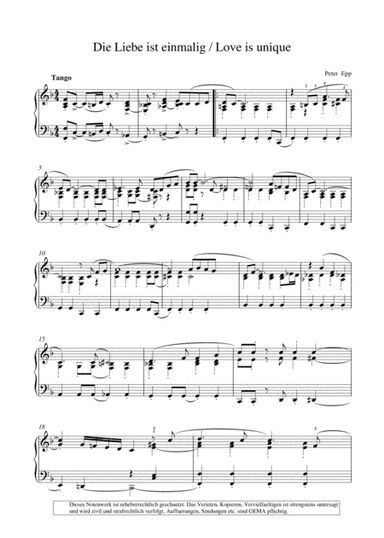 "Love is unique" -Tango, (Piano Collection fuer Entertainer)