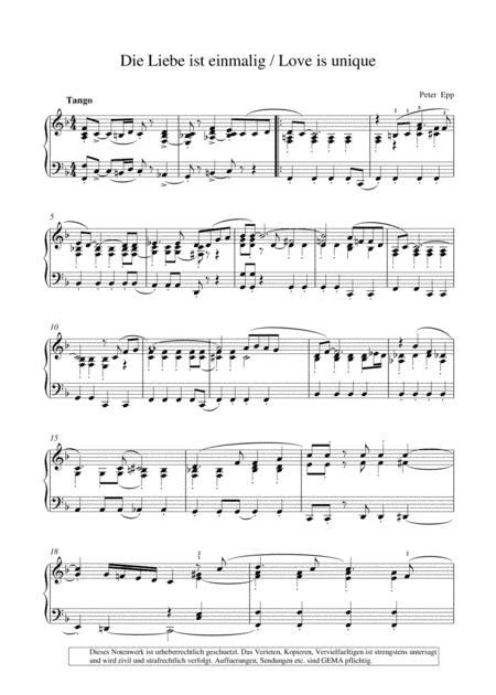 "Love is unique" -Tango, (Piano Collection fuer Entertainer)