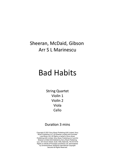Bad Habits (arr. S L Marinescu)
