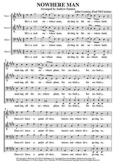 Nowhere Man (arr. Andrew Emmet)
