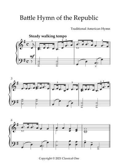 Traditional American Hymn - Battle Hymn of the Republic(With Note name) (arr. MPS)