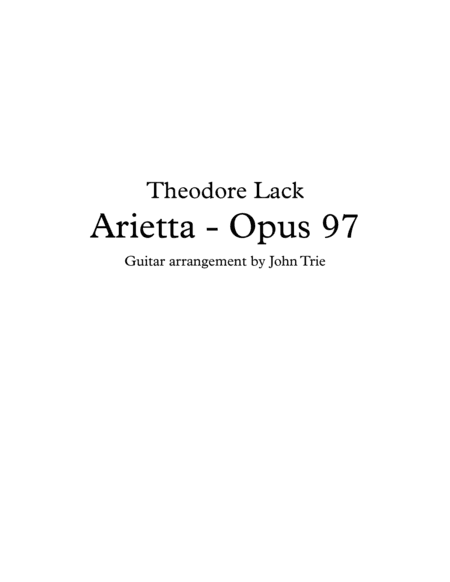Opus 97 - Arietta (arr. John Trie)