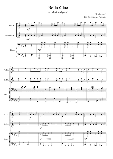 Bella Ciao (sax duet and piano) (arr. Douglas Passoni)