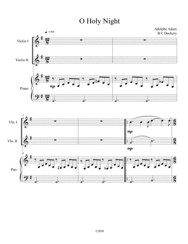 O Holy Night (violin duet) with piano accompaniment (arr. B C Dockery)