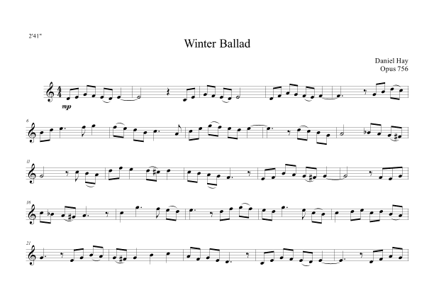 Winter Ballad (Opus 756) Tenor Recorder