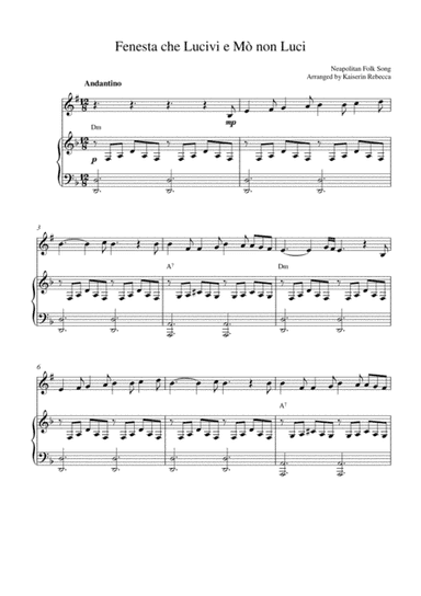 Fenesta che Lucivi e Mò non Luci (soprano saxophone solo and piano accompaniment) (arr. Kaiserin Rebecca)