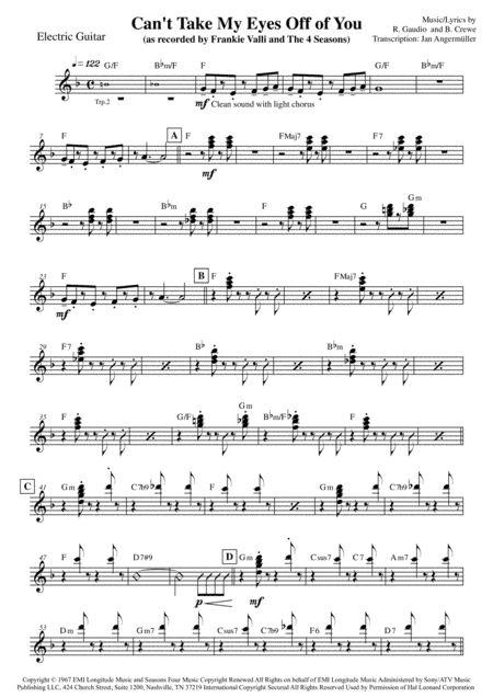 Can't Take My Eyes Off Of You (arr. Jan Angermüller)