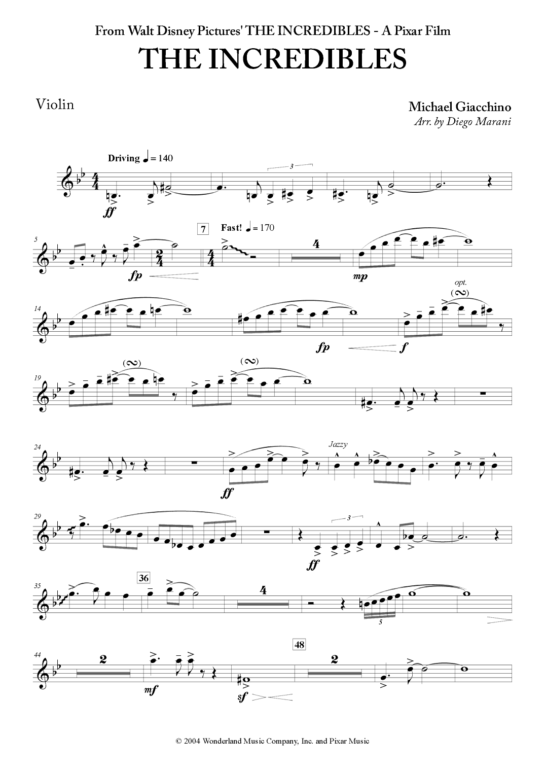 The Incredibles (main Theme) (arr. Diego Marani)
