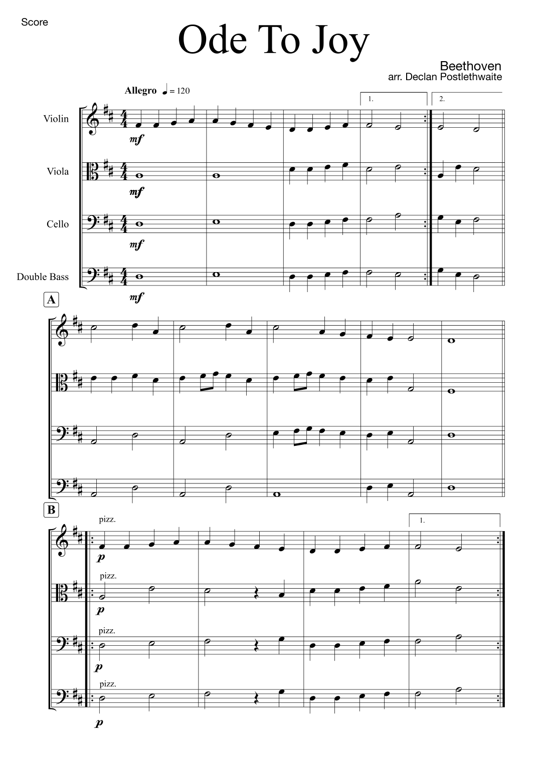Ode to Joy (arr. Postlethwaite)