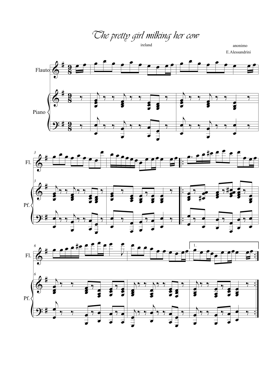 The pretty girl milking her cow (arr. Ester Alessandrini)
