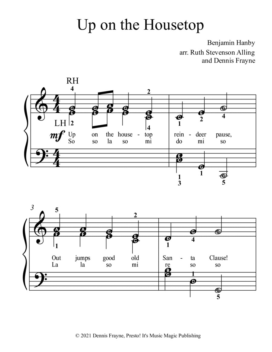Up on the Housetop (big alpha note notation) (arr. Ruth Stevenson Alling, Dennis Frayne)