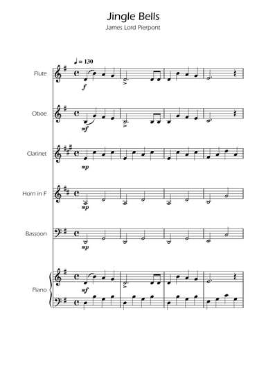 Jingle Bells - Woodwind Quintet w/ Piano (arr. Ygor Nunes)