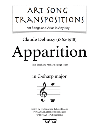 DEBUSSY: Apparition (transposed to C-sharp major) (arr. ArtSongTranspositions.com)