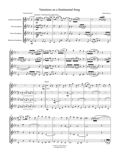 Variations on a Sentimental Song for Saxophone Quartet