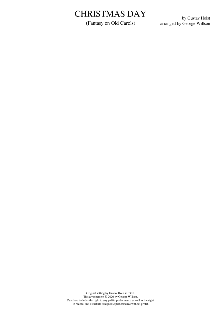 Christmas Day (Fantasy on Old Carols) by Gustav Holst - arranged for concert band (arr. George Willson)