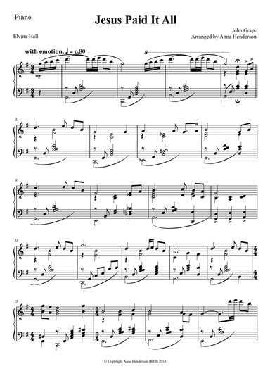 Jesus Paid It All (arr. Anna Henderson)