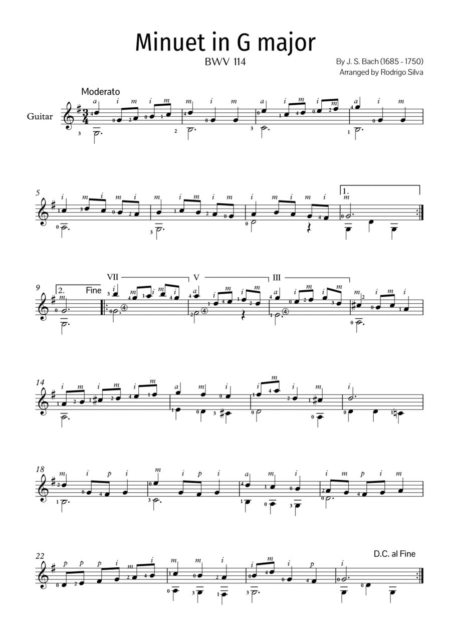 J. S. Bach- Minuet in G major for Guitar. PDF (arr. Rodrigo Silva)
