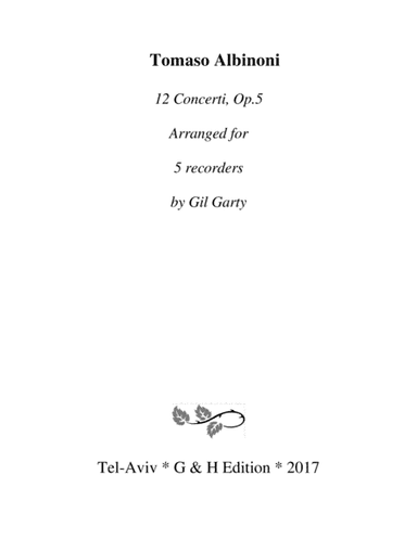 12 concerti Op.5 (arrangements for 5 recorders) (arr. Gil Garty)