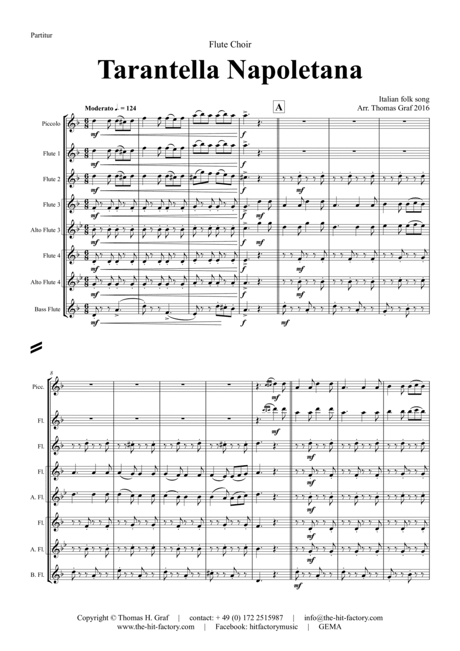 Tarantella Napoletana - Italian Folk Song - Flute Choir (arr. Thomas Graf)