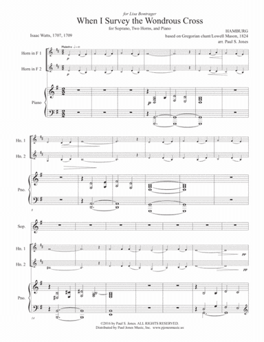 When I Survey the Wondrous Cross (Voice, 2 Horns, Piano) (arr. Paul S. Jones)