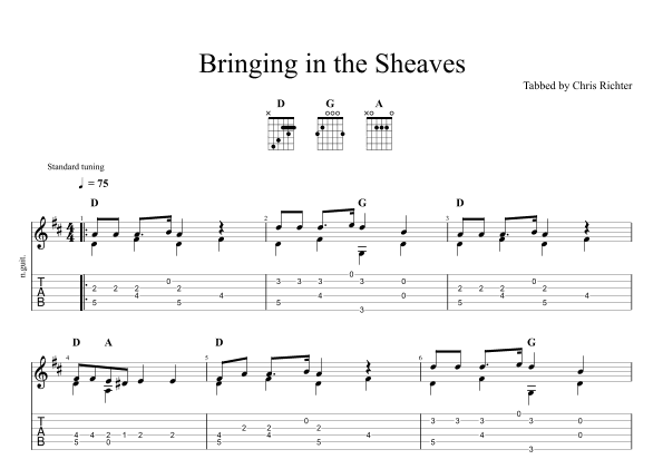 Bringing in the Sheaves (Solo Fingerstyle Guitar Tab) (arr. Chris Richter)