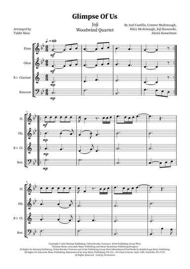 Glimpse Of Us (arr. Valdir Maia)