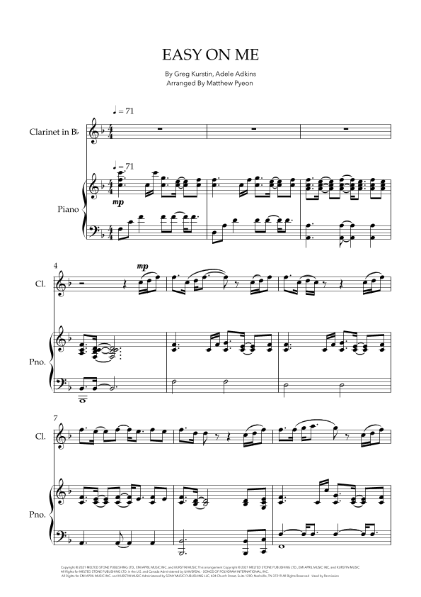 Easy On Me (arr. Matthew pyeon)