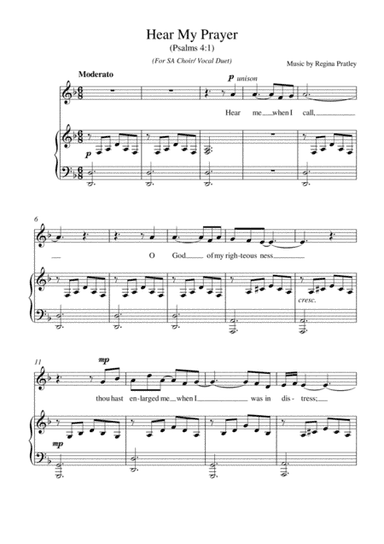 Hear My Prayer (for SA choir or voice duet and piano)