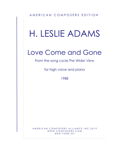 [Adams] Love Come and Gone (from The Wider View)