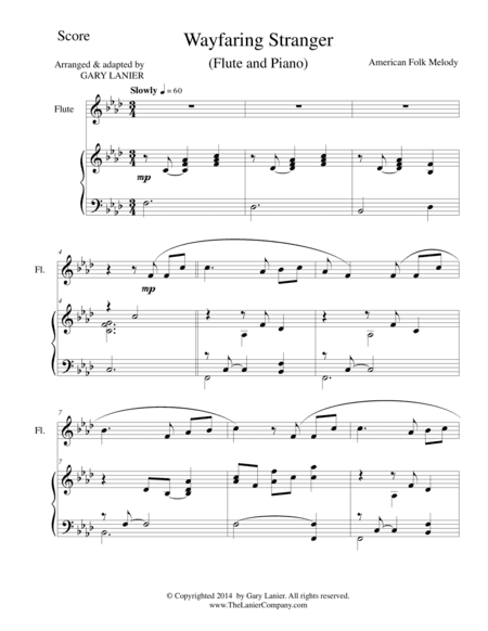 WAYFARING STRANGER (Flute/Piano and Flute Part) (arr. Gary Lanier)