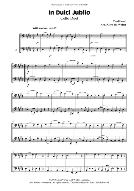 In Dulci Jubilo (arr. Gert Th. Walter)