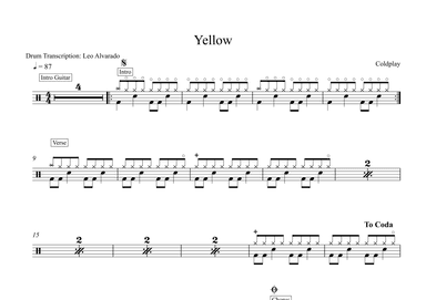 Yellow (arr. Drum Transcription: Leo Alvarado)