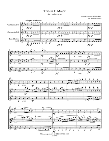 Trio in F Major for clarinet trio (arr. Andrew Grenci)