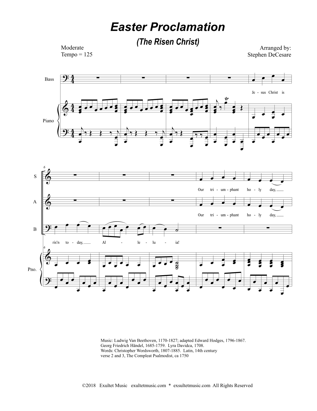 Easter Proclamation (The Risen Christ) (for SAB)