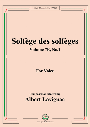 Lavignac-Solfege des solfeges,Volume 7B No.1,for Voice (arr. Open Cloud)