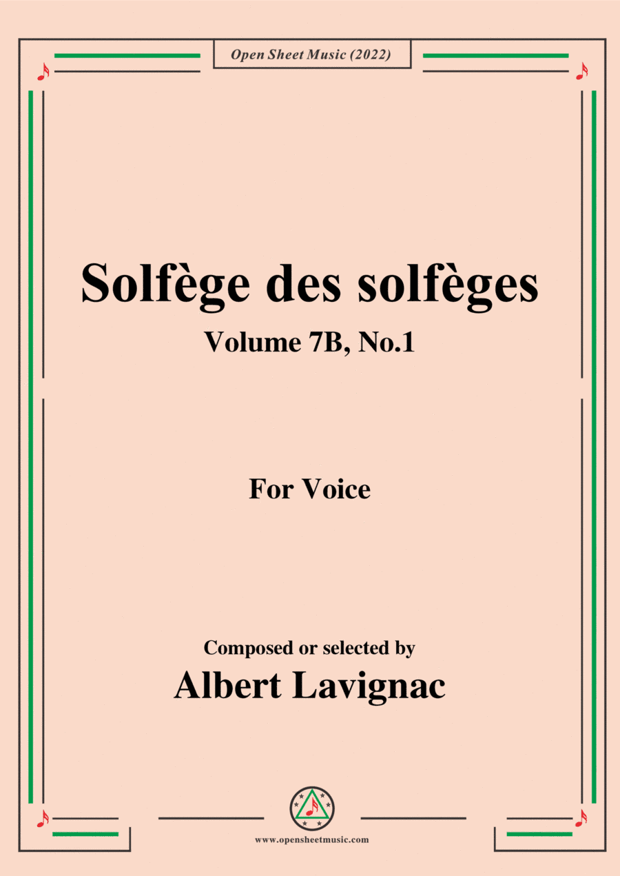 Lavignac-Solfege des solfeges,Volume 7B No.1,for Voice (arr. Open Cloud)