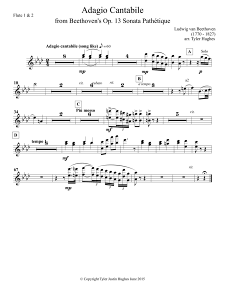 Adagio Cantabile for Orchestra from Beethoven Sonata Pathétique Parts (arr. Tyler Hughes)