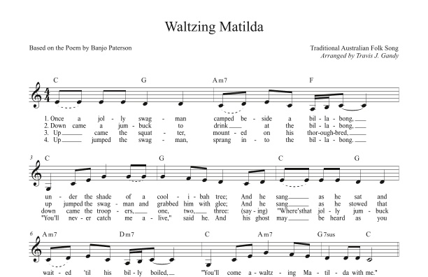 Waltzing Matilda (arr. Travis J. Gandy)