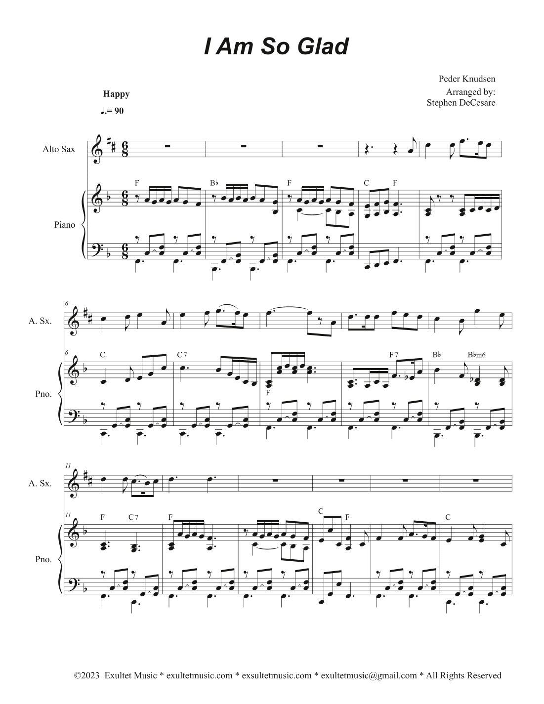 I Am So Glad (Alto Saxophone and Piano) (arr. Stephen DeCesare)