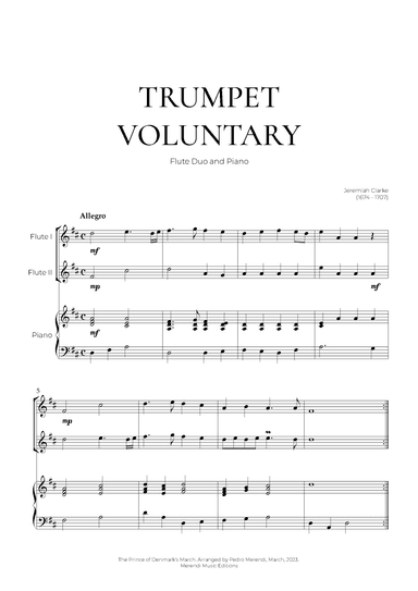 Trumpet Voluntary (Flute Duo and Piano) - Jeremiah Clarke (arr. Pedro Merendi)