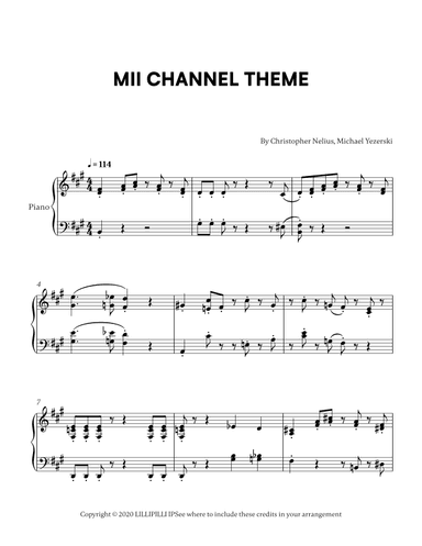 Mii Channel Theme (arr. Cadenza Editions)